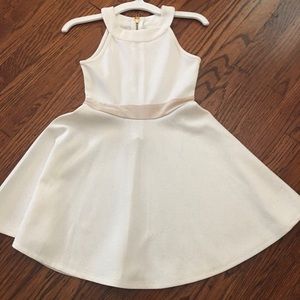 Nickie Lew Girls Cream/Gold Glitter Skater Dress